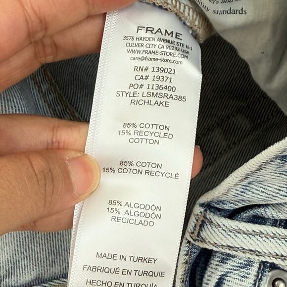 Frame Le Simone Richlake High-Rise Denim Shorts Sz 28" Chic Distressed Summer - Picture 9 of 9